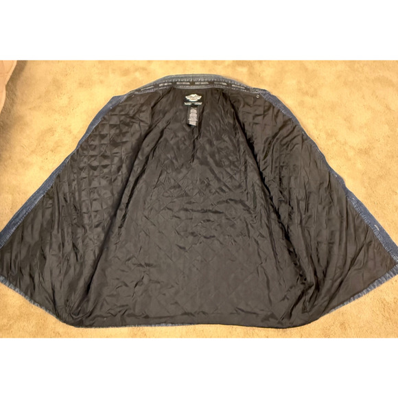 Vtg Harley Davidson Denim Jacket Mens Button Up Quilted Lining Size XLT Tall - Picture 4 of 8